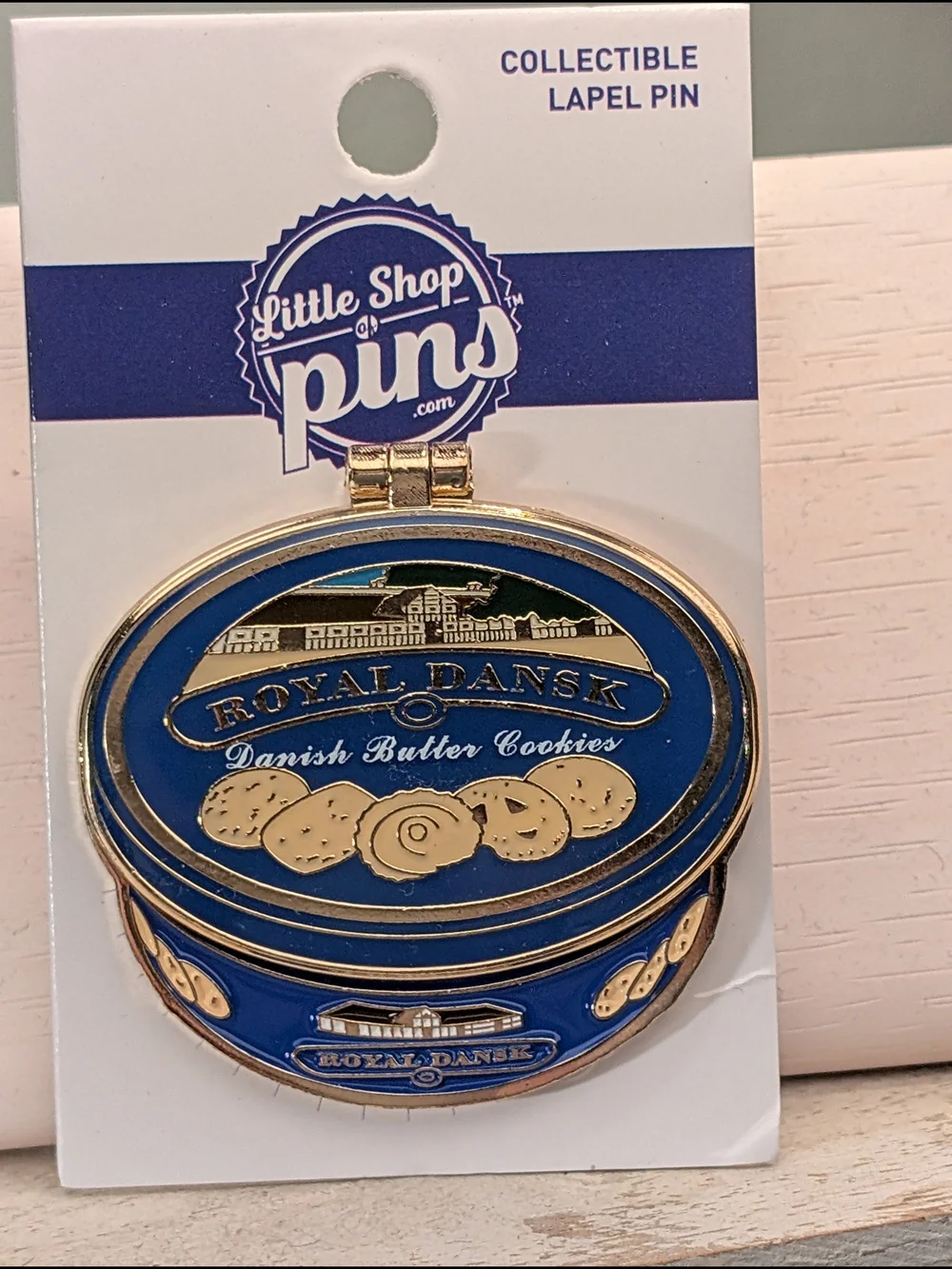 Pin- Grandma's Sewing Kit Royal Dansk Blue Enamel by Little Shop Of Pins